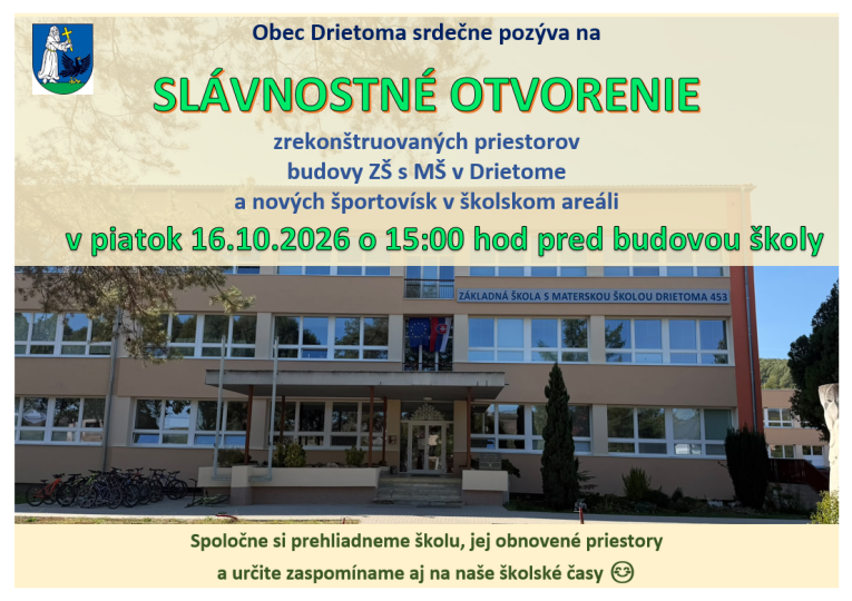 plagát podujatia lávostné otvorenie zrekonštruovaných priestorov školy a&nbsp;nových športovísk 